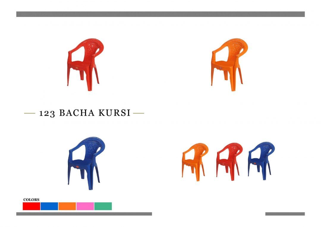 123 bacha kursi Orange and blue chair for kids white background 123 numbers design in plastic back support